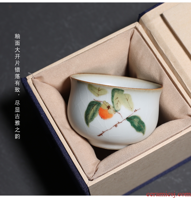 YanXiang lane which open the slice your kiln sample tea cup ceramic kung fu tea set persimmon cup single cup home restoring ancient ways