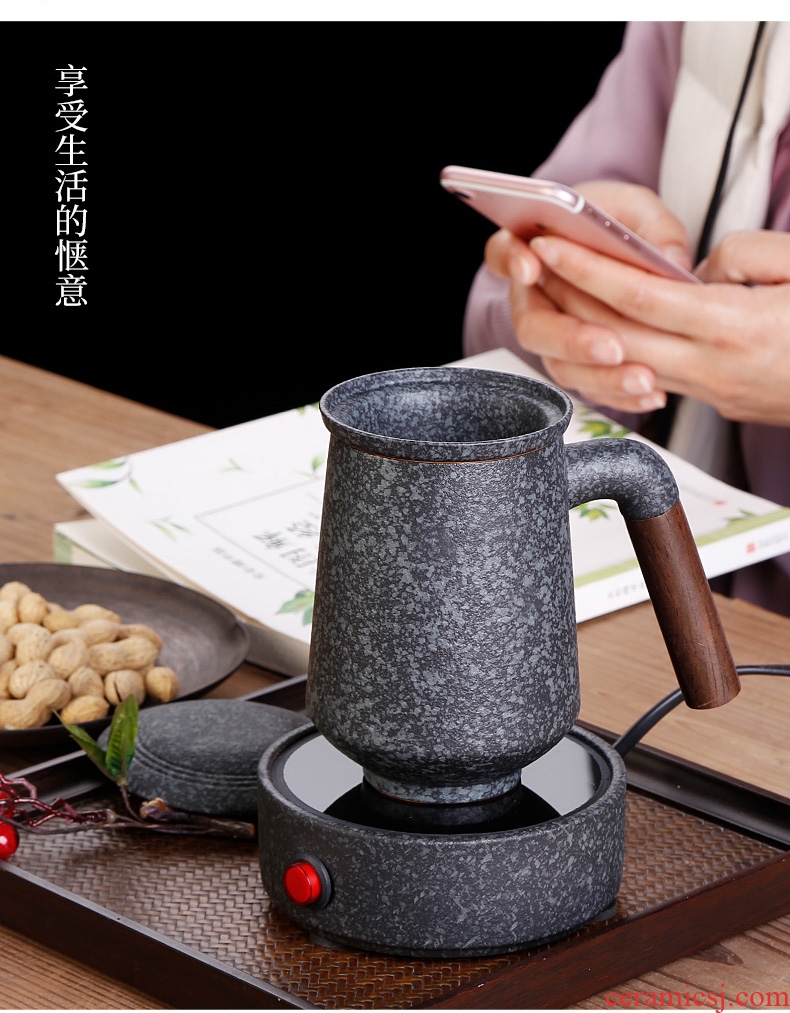 Tea seed glass tea ware home office ceramic mug cup temperature heating insulation glass base