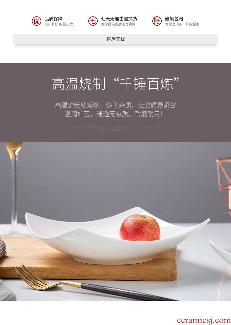 Pure white bone porcelain jingdezhen 4/6/10 a suit creative household European contracted newborn ceramic deep dish plate