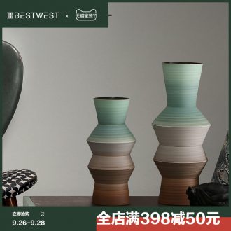 BEST WEST designer ceramic vase furnishing articles model villa living room decoration flower arranging, light decoration luxury