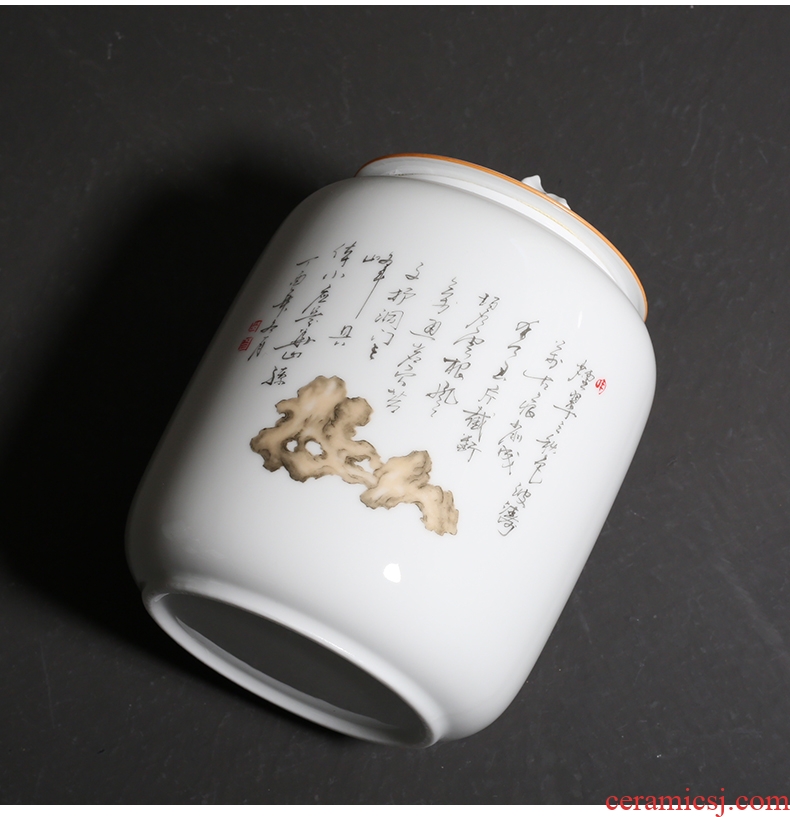 YanXiang lane shadow celadon large ceramic pu 'er tea pot white tea store receives taihu ink wind seal pot