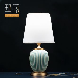 Light luxury american-style lamp ceramic decoration art designer pure color contemporary and contracted sitting room bedroom lamps and lanterns of the head of a bed