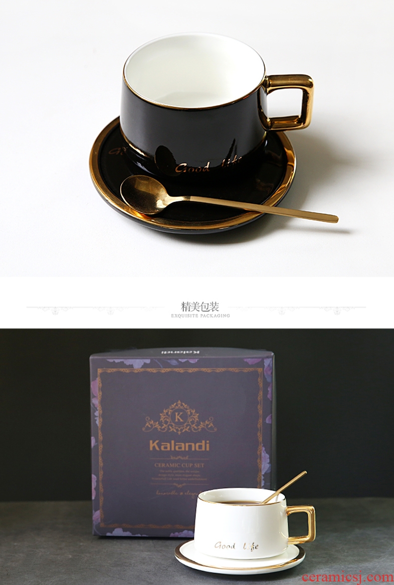 High-end luxury european-style phnom penh web celebrity ins coffee cups and saucers suit Nordic tea set ceramic creative couple cups