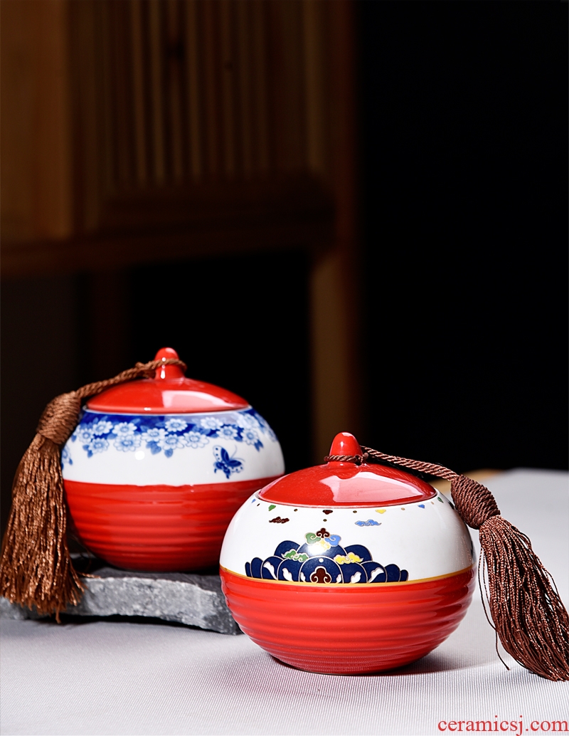 Hong Po box of gourmet tea caddy ceramic seal tank storage POTS store receives the tea bucket of tea urn