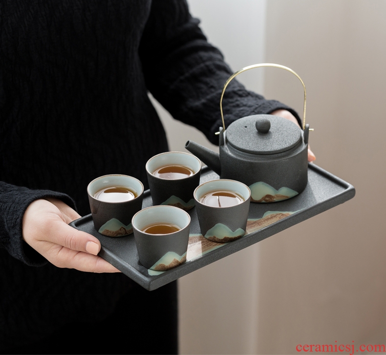 Yipin thousand hall tea service office suit household contracted sitting room teapot teacup tea ceramic kung fu tea set