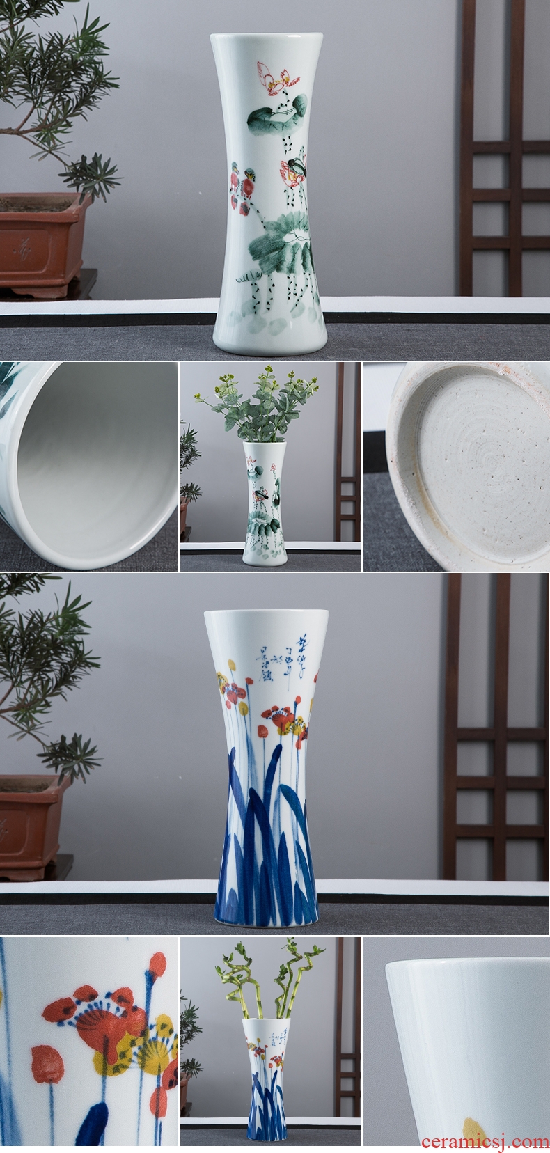 Jingdezhen hand-painted ceramic vase now rising furnishing articles sitting room ground hydroponic lucky bamboo flower arrangement craft ornaments