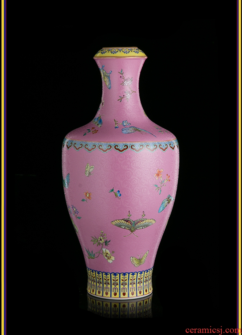 Better sealed kiln jingdezhen ceramic vase furnishing articles archaize sitting room pink bottle of new Chinese style household art ornaments
