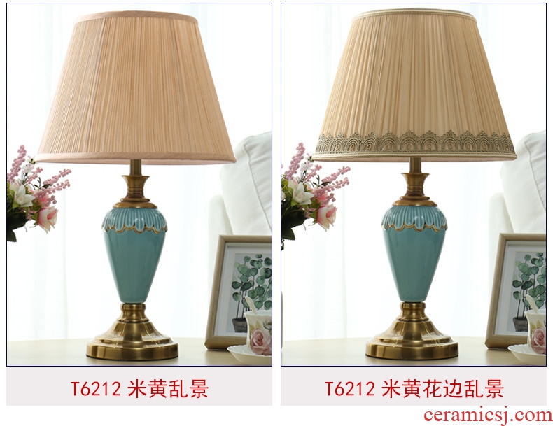 American ceramic desk lamp sweet romance contracted and contemporary sitting room of bedroom the head of a bed the study personality remote wedding decoration