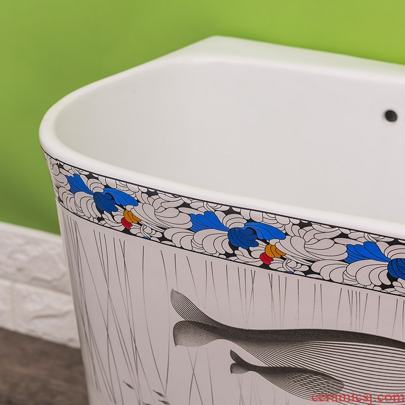 Spring rain ceramic mop pool in basin automatic household toilet water washing mop pool balcony contracted mop pool