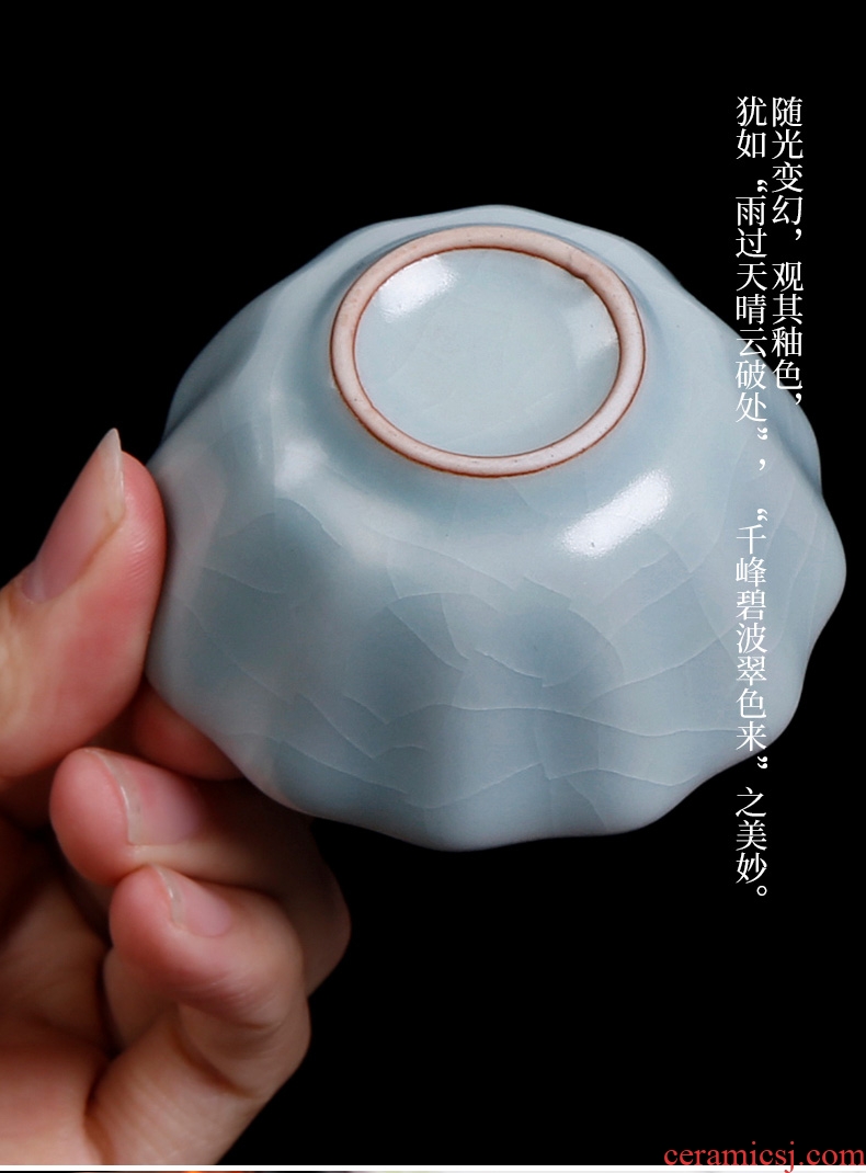 Tea seed ru kiln owners are glass ceramic manual Mosaic whitebait kung fu tea cups one small tea light cup opening