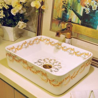 Package mail european-style rectangle jingdezhen art basin lavatory sink the stage basin & ndash; Gold PND tail-on