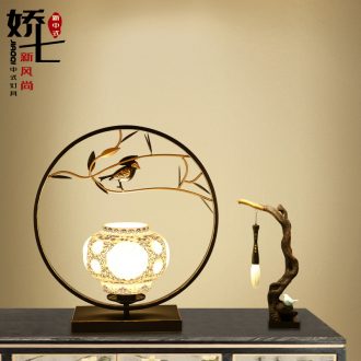 New Chinese style lamp lamp of bedroom the head of a bed creative decorative ceramic restoring ancient ways, wrought iron hotel contracted the lamps and lanterns that warm light