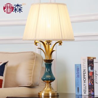 American simple pure copper ceramic desk lamp lamp of bedroom the head of a bed new romantic and warm European style living room full of copper lamps and lanterns