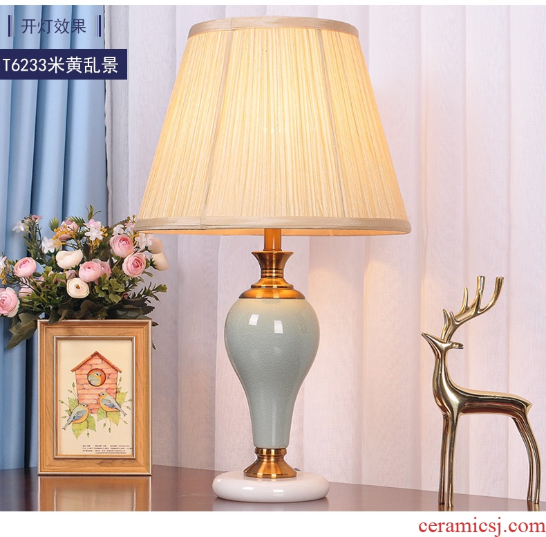 American ceramic desk lamp bedroom nightstand lamp sweet romance creative modern household remote control wedding decoration