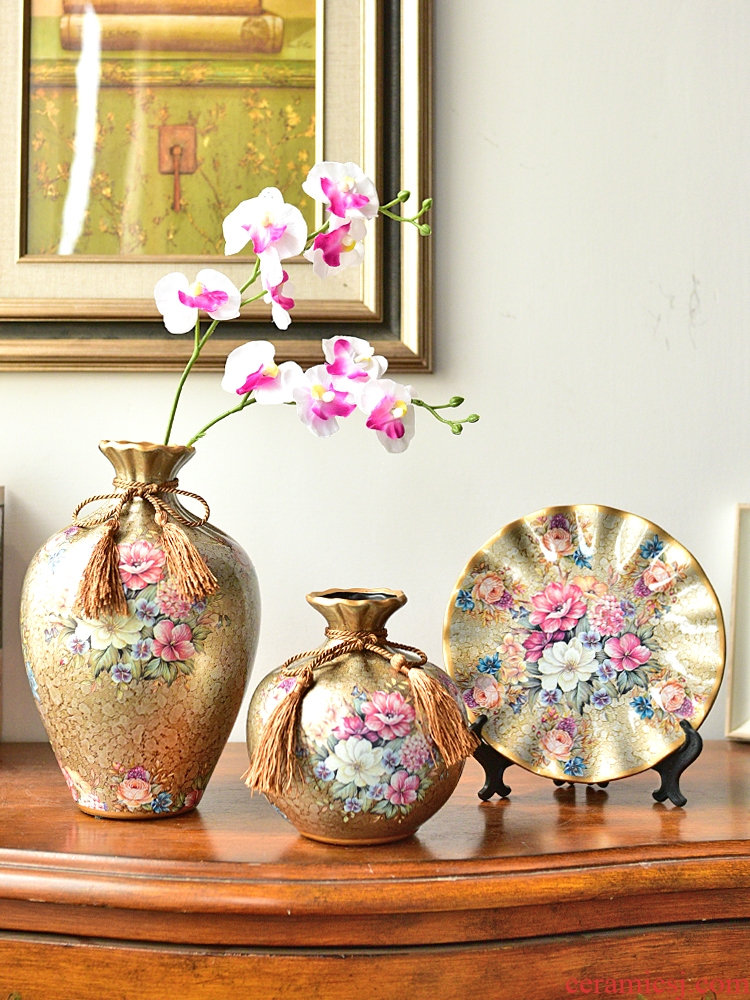 Murphy rural retro three-piece ceramic vase artical sitting room porch soft adornment handicraft furnishing articles