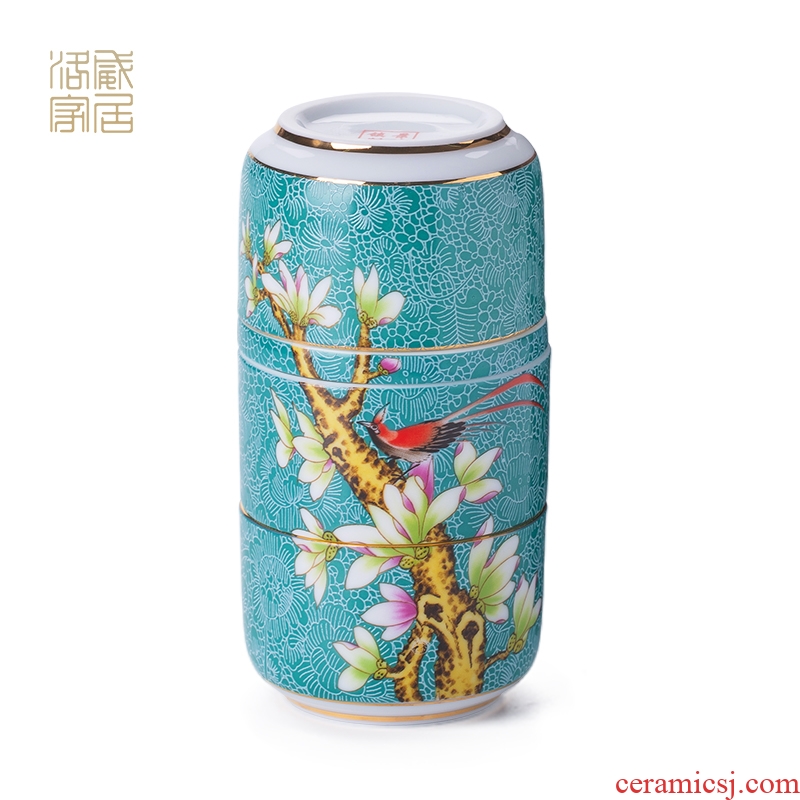 , pick flowers crack cup a pot of two cups of jingdezhen travel portable hand grasp pot of kung fu tea set office