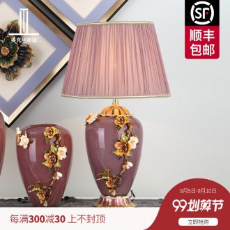 New Chinese style living room full of copper lamp type colored enamel porcelain lamp decoration of bedroom the head of a bed lamp villa lamps and lanterns