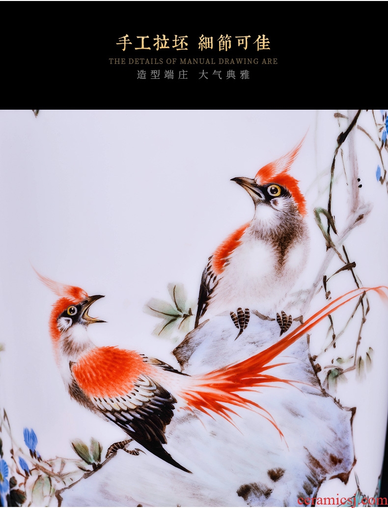 Jingdezhen ceramic painting birds and flowers in the vase furnishing articles new Chinese style office sitting room porch decoration craft gift