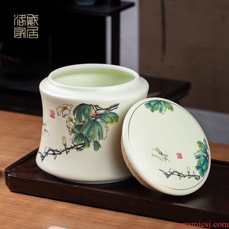 Blower, jingdezhen ceramic seal pot large white tea caddy tea caddy POTS and POTS pu-erh tea pot