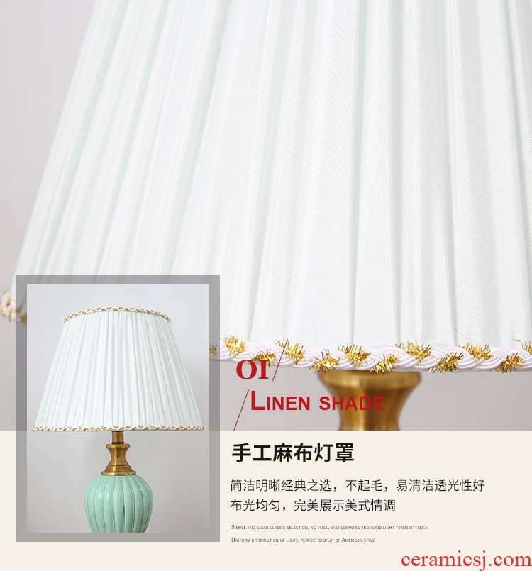 Married the American creative fashion contracted sitting room bedroom home bedside lamp ceramic cloth art adornment sitting room desk