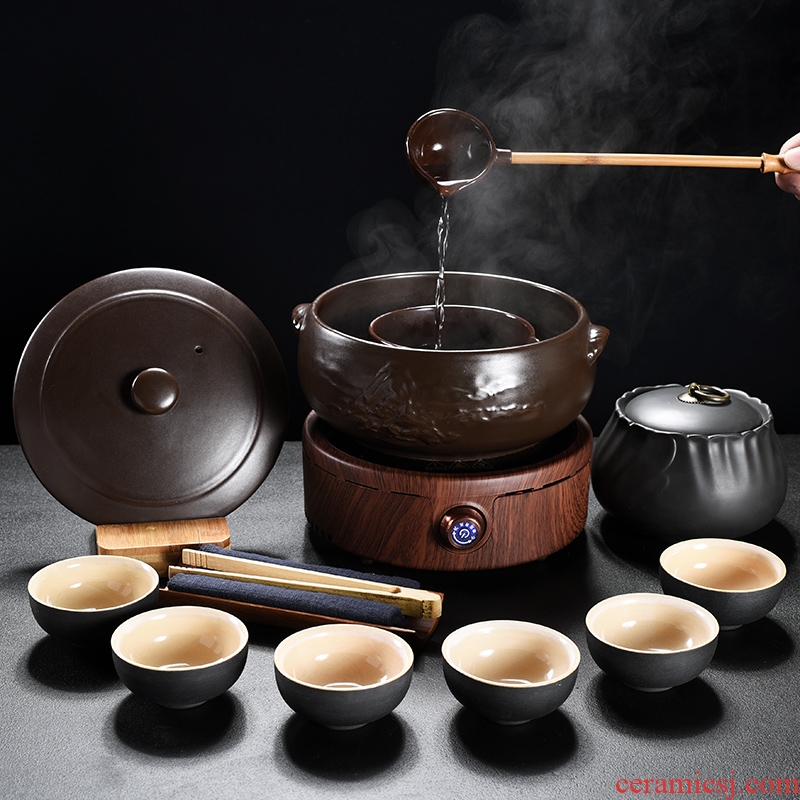 Household ancient ceramic porcelain god boiling kettle black and white pu 'er tea home points tea is the tea, the electric TaoLu suits