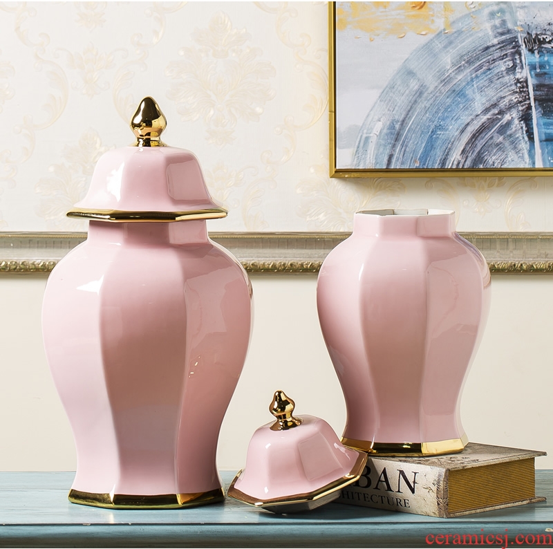 General European ceramic pot vase pink light the luxury of the sitting room porch POTS dry flower flower arranging flower, adornment is placed