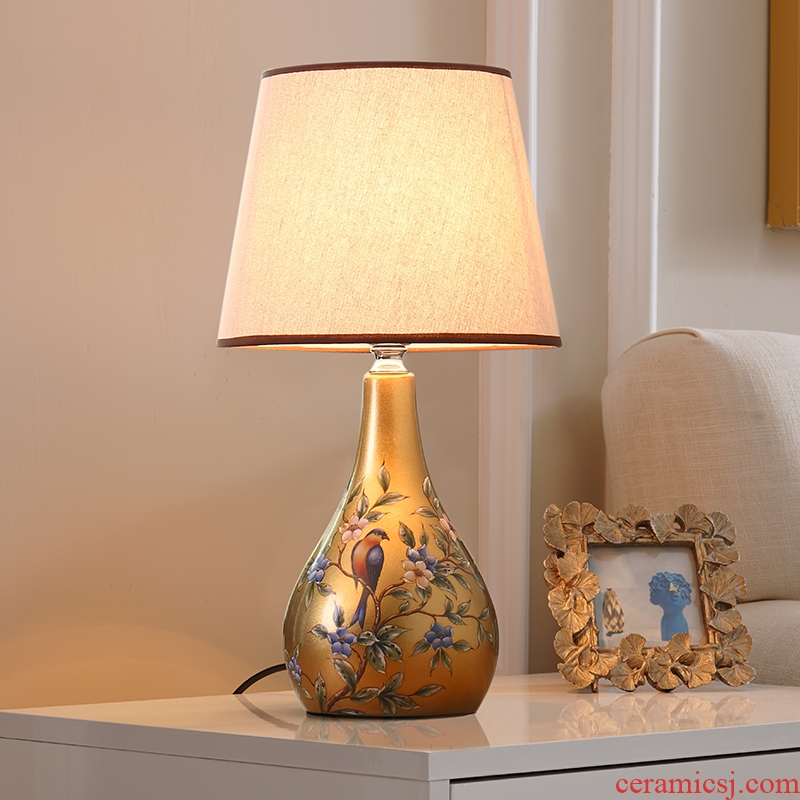 Desk lamp of bedroom nightstand lamp American pastoral sitting room european-style home warm warm light new Chinese style ceramic small desk lamp