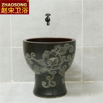 New Chinese style household ceramic wash cloth large round mop pool balcony mop pool toilet basin outdoor pool