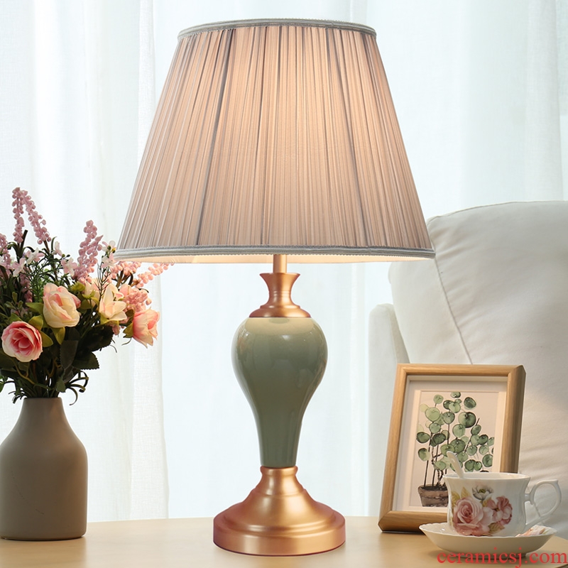 American ceramic desk lamp full copper contracted and contemporary sitting room study of bedroom the head of a bed sweet romance warm light household decoration