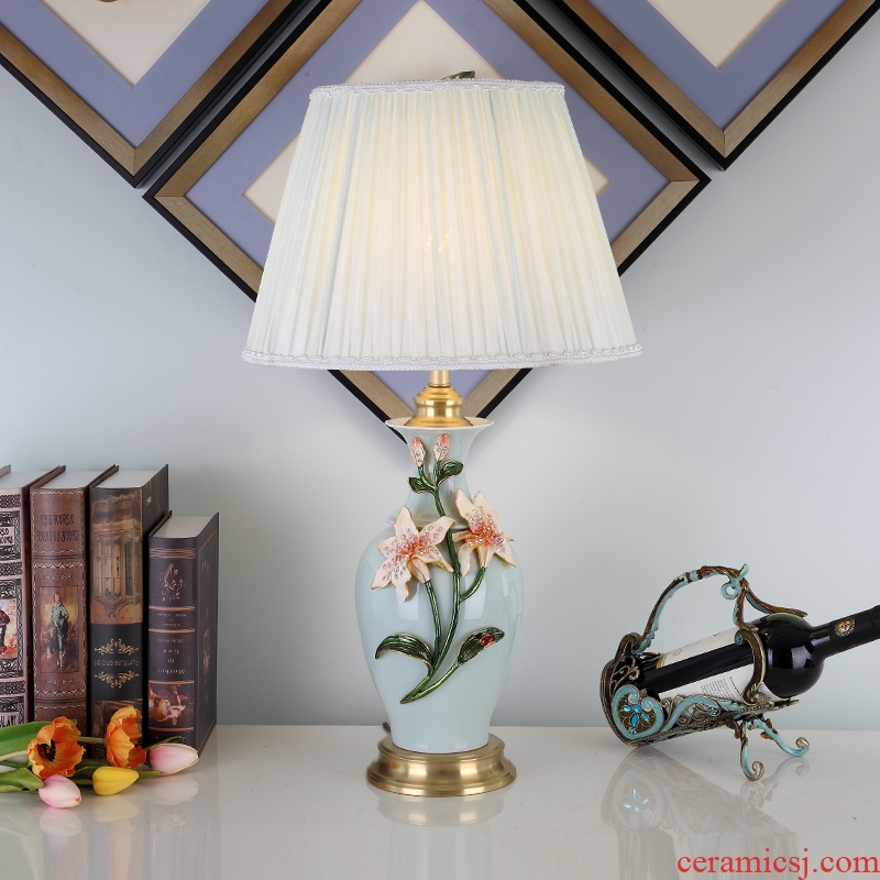 Cartel full copper colored enamel lamp sitting room luxury contracted type villa ceramic lamp of bedroom the head of a bed