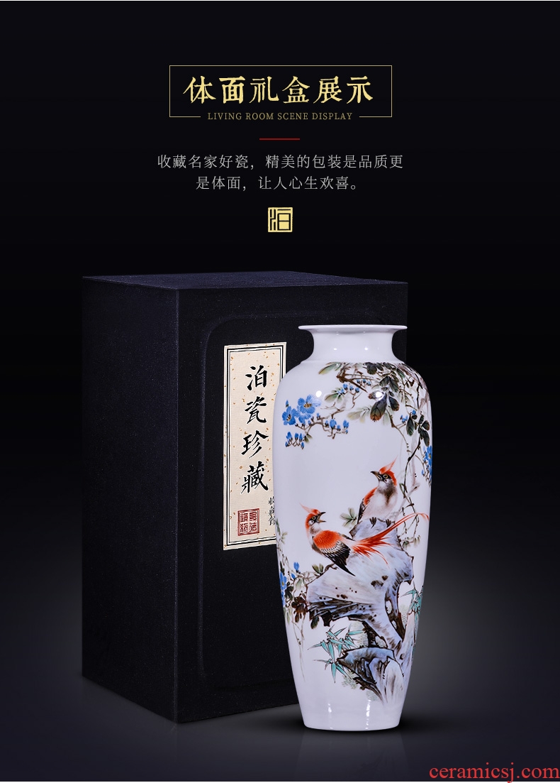 Jingdezhen ceramic painting birds and flowers in the vase furnishing articles new Chinese style office sitting room porch decoration craft gift