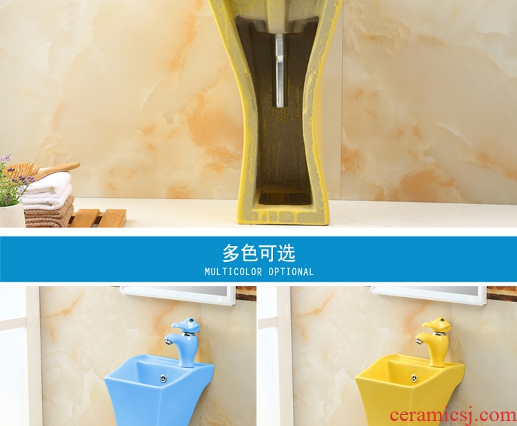 Ceramic lavabo lavatory kindergarten children color floor one-piece pillar basin children cartoon basin