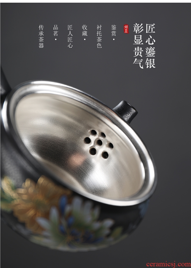 Is good source 999 sterling silver black pottery lay flowers coppering.as silver side of the pot of Japanese creative ceramic kung fu tea tea utensils