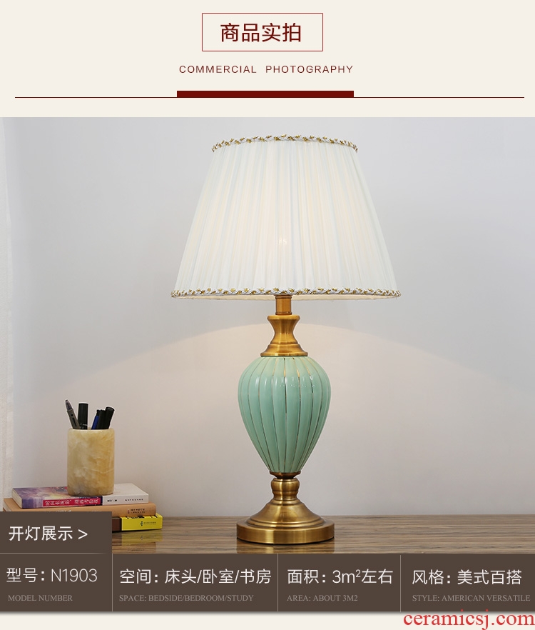 Married the American creative fashion contracted sitting room bedroom home bedside lamp ceramic cloth art adornment sitting room desk