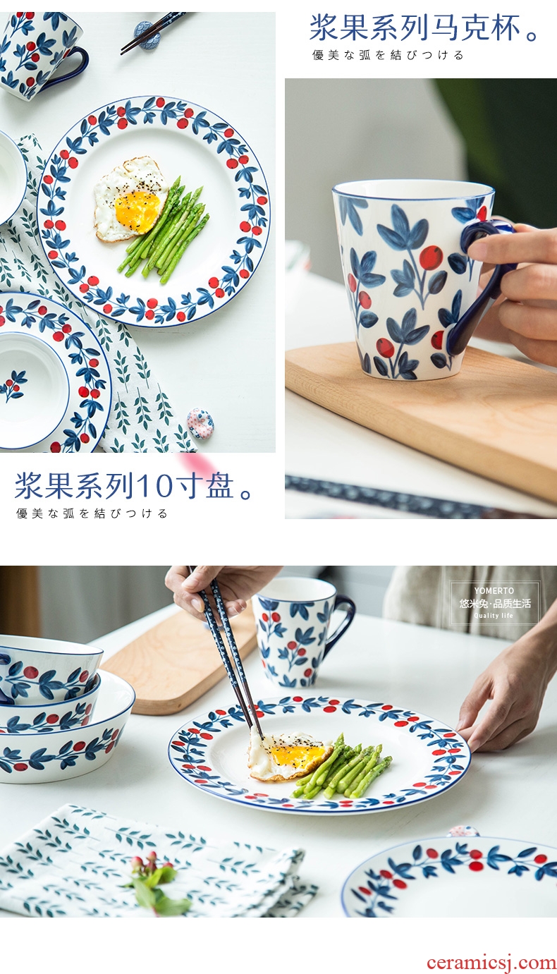 Japanese dishes suit household tableware (people dishes lovely ins nice dish bowl creative ceramic bowl chopsticks