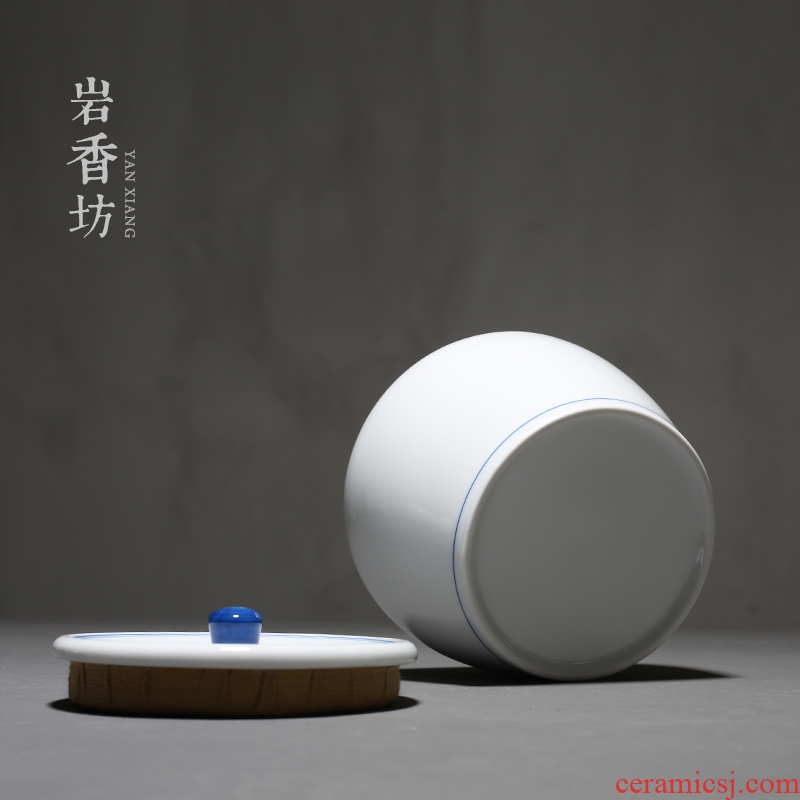 YanXiang fang blue and white hand-painted ceramic tea pot double tea pot tea tea urn seal storage tanks