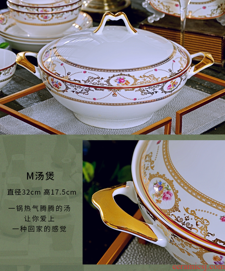 Fire color jingdezhen dishes suit household of Chinese style dishes high-grade bone China tableware suit ceramic bowl set combination