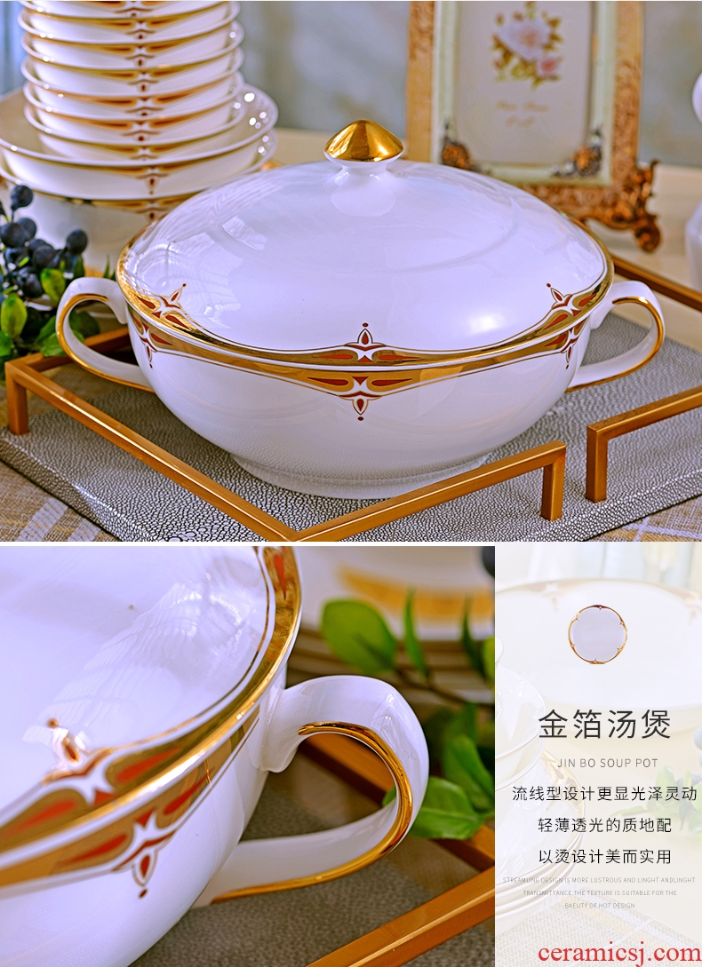 Home dishes suit jingdezhen ceramics high-grade 60 skull porcelain tableware suit dishes European simple dishes