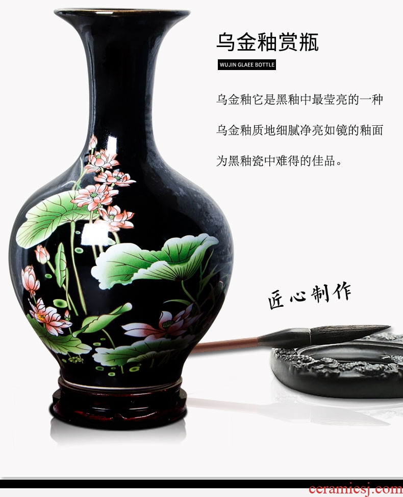 Jingdezhen chinaware lotus flower bottle arranging flowers vase of porcelain of modern Chinese style household adornment sitting room ark furnishing articles