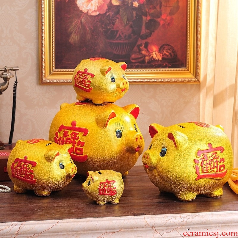 Piggy bank save money piggy bank can one-time aureate ceramic pig little golden pig and large capacity not large household