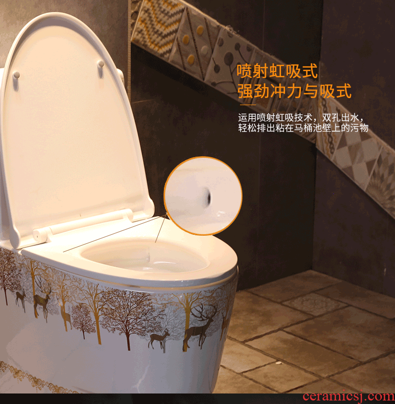 Jingdezhen milu deer forest European art ceramic toilet Nordic siphon ordinary household toilet implement