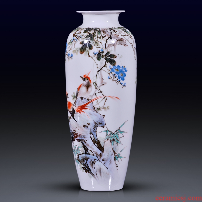 Jingdezhen ceramic painting birds and flowers in the vase furnishing articles new Chinese style office sitting room porch decoration craft gift