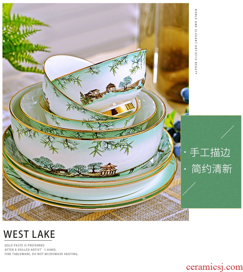 The dishes suit household of Chinese style top grade dishes tableware suit contracted bone porcelain wedding gifts chopsticks