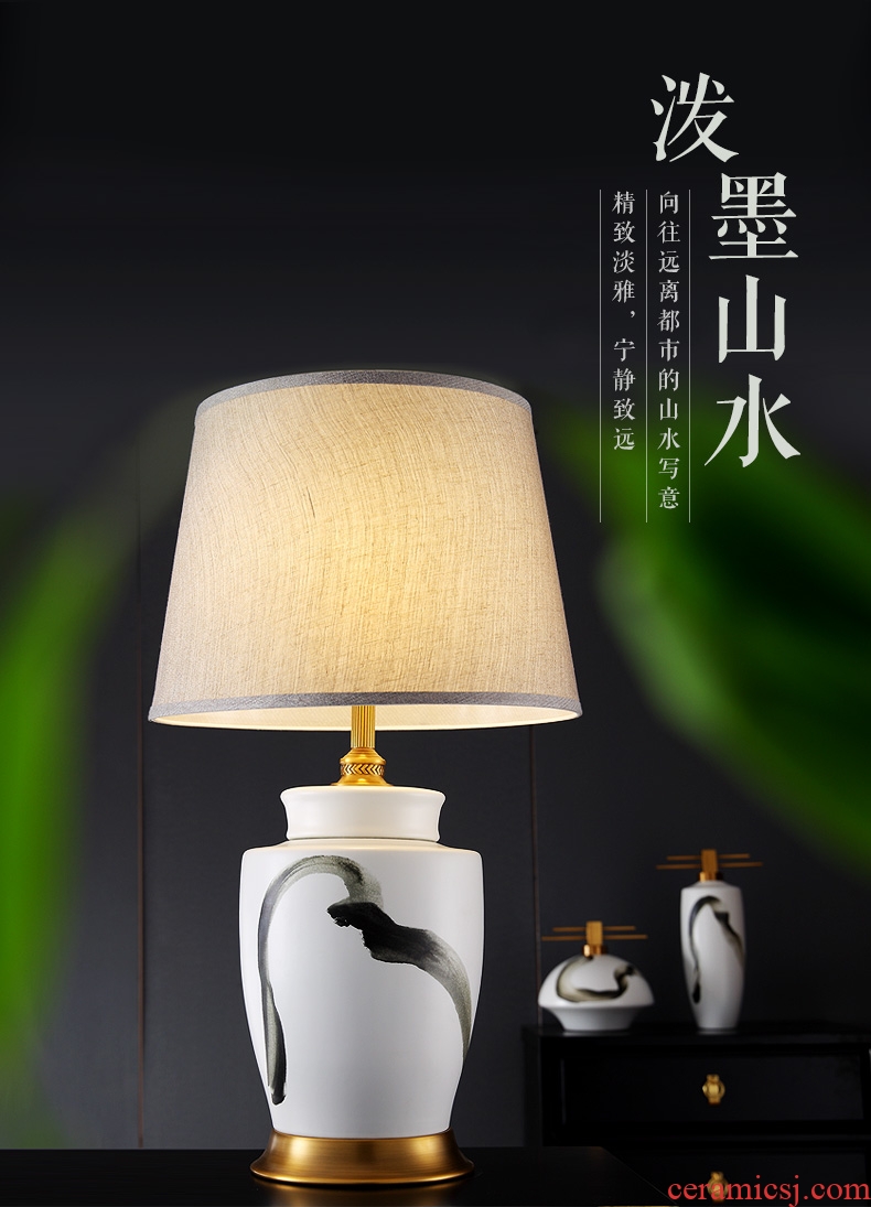 Large number of new Chinese style desk lamp ceramic decoration art study Chinese landscape contracted sitting room porch town house