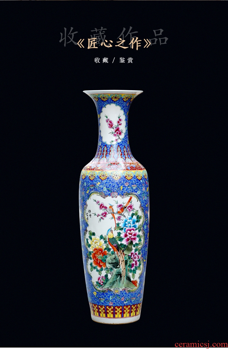 Jingdezhen ceramic hand-painted pastel of large vase home sitting room decoration in modern Chinese style hotel decoration furnishing articles