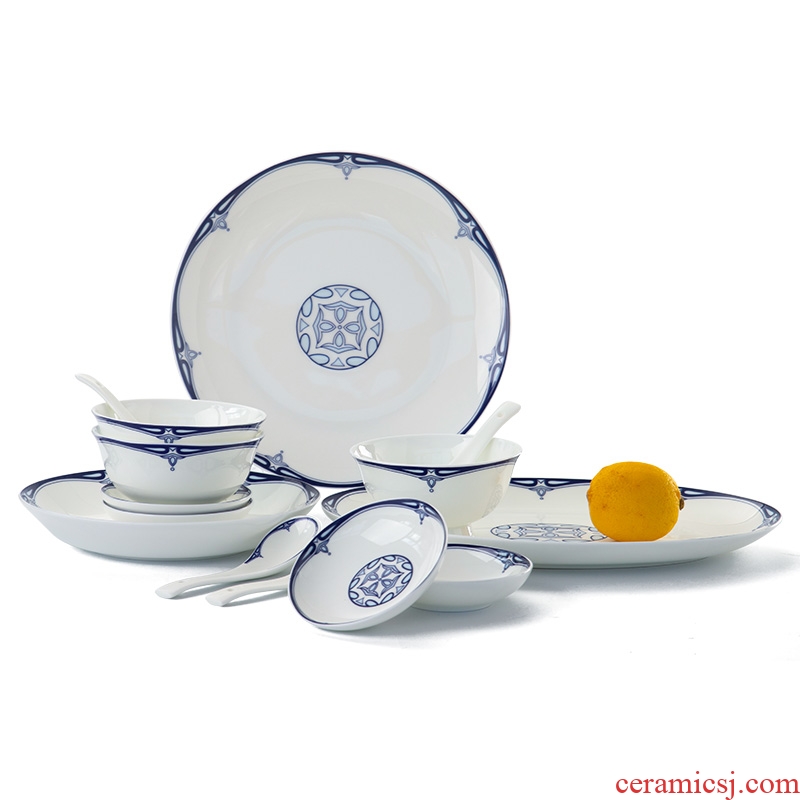 Glair ceramic tableware of Chinese blue and white porcelain bowl chopsticks dishes to eat bread and butter of jingdezhen ceramic dishes suit household