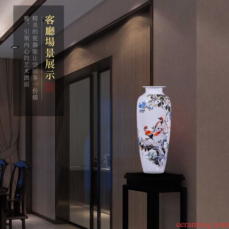 Jingdezhen ceramic painting birds and flowers in the vase furnishing articles new Chinese style office sitting room porch decoration craft gift