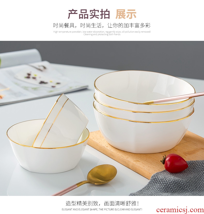 Jingdezhen manual paint western ceramic bowl bowl bowl household tableware suit creative bone porcelain bowl