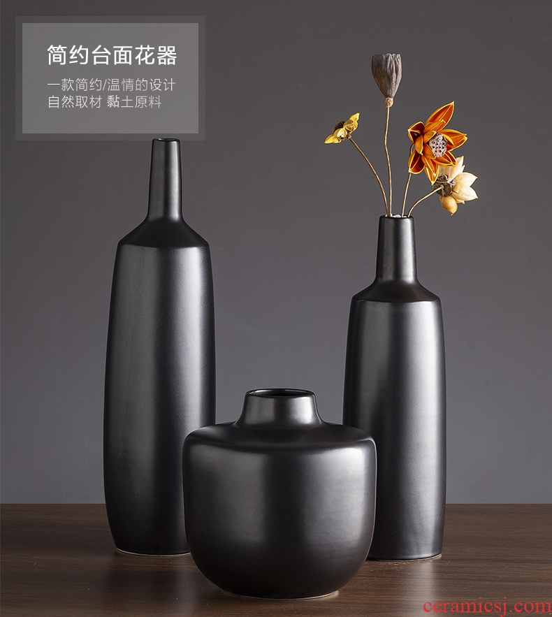 The new 2019 jingdezhen ceramic vases, contemporary and contracted black zen pure manual pull PI sitting room art furnishing articles