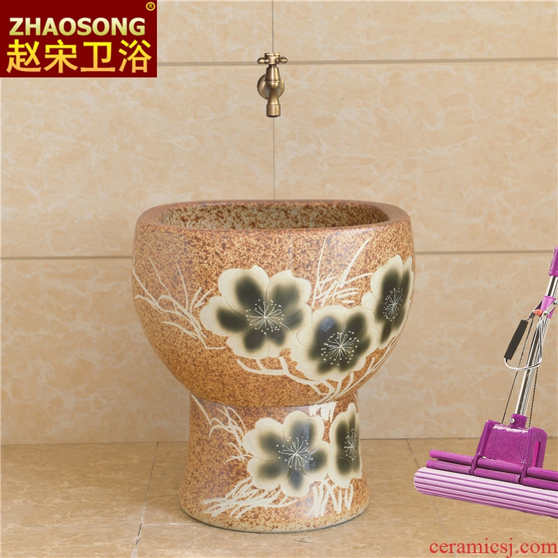 Chinese style restoring ancient ways of song dynasty conjoined household ceramic mop pool bathroom balcony large square mop pool mop basin